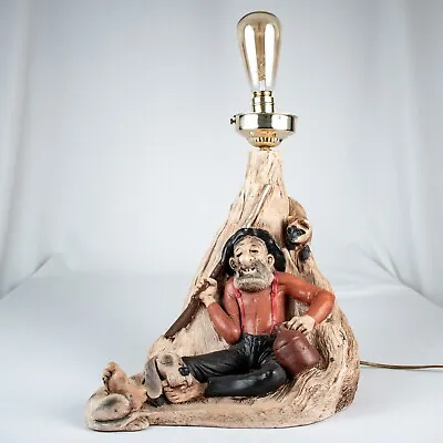 Drunken Moonshine Cowboy Dog Raccoon Western Table Lamp Size 16 H X 13 D X 11 W • $5000