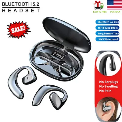 Bone Conduction Headphones Bluetooth 5.2 Wireless Earbuds Sport Headset Ear Hook • $15.99