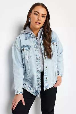 Yours Curve Women's Plus Size Washed Oversized Denim Jacket • £39.99