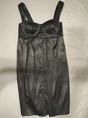 Dolce & Gabbana Black Stretch Satin Bustier Dress Italy Size 44 ￼ • $350