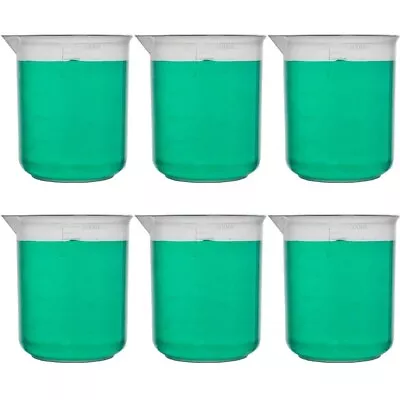 500ml Plastic Beaker Low Form Reusable PP Molded Graduations (Pack Of 6) • $8.99