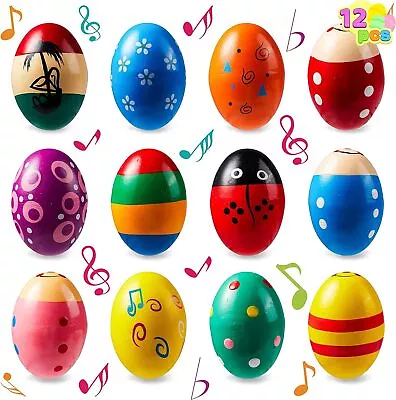 Syncfun 12 Pcs 3  Wooden Egg Shakers Maracas Percussion Musical For Party Favor • $22.99