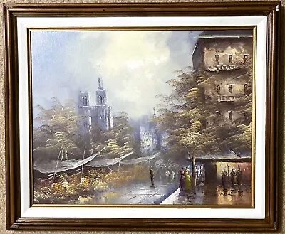 Vintage Original J. Edward Oil On Canvas Artist Signed European Street Scene • $89
