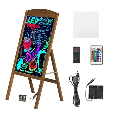 LED Message Writing Board Standing Illuminated Erasable Neon Sign DIY Chalkboard • $38.90