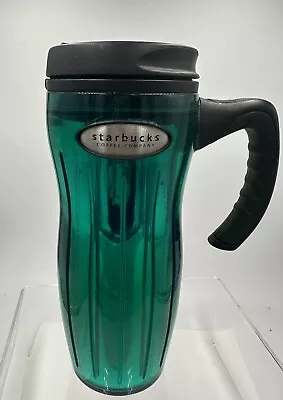 Vintage Starbucks Barista Green Travel Coffee Mug Lid Handle Tumbler 16 Oz 2002 • $14.79