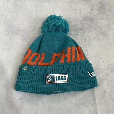 Miami Dolphins NFL Beanie Football Fleece Lined Winter Pom Top Knit New Era • $13.95