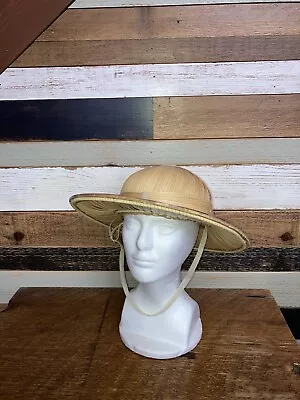 Vintage 60's Straw Rattan Bamboo Safari Pith Helmet Hard Hat Tropical Sun Jungle • $59.95