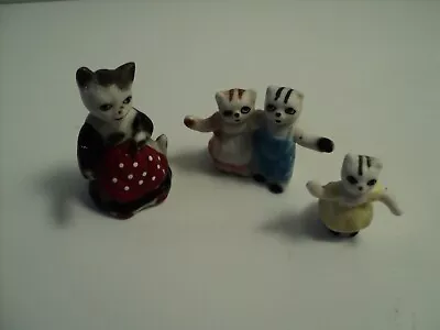 Miniature Bone China Nursery Rhyme 3 LITTLE KITTENS LOST MITTENS Figurines RARE • $39.99