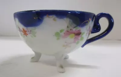 Vintage Blue And White 3 Footed Porcelain Teacup • $17.99