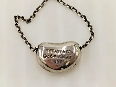 Tiffany & Co 925 Sterling Silver Elsa Peretti Bean Necklace Pendant Vintage • $129
