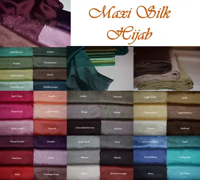 New Silk Hijab Premium Shiny Shimmery Maxi Scarf Shawl Elegant Fancy Polyester • £6.99