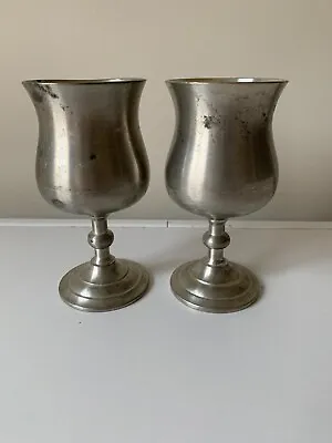 Pair Of Selangor Pewter Wine Goblets 12.5cms (5 Inches) • $29.95