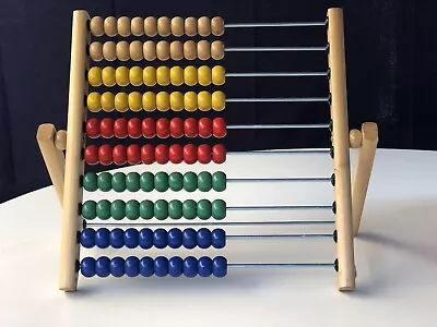 Ikea Children’s Wooden Educational Abacus Counting Beads Multicoloured Pre-Owned • £12