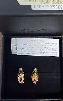 Gianni Versace Rose Gold Tone Metal Green & Pink Crystals Clip On Earrings #005 • $50