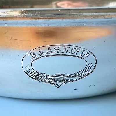 ANTIQUE 1913 British Steamship Silver Plate Dish Engraved W&H Sheffield HEAVY • $25