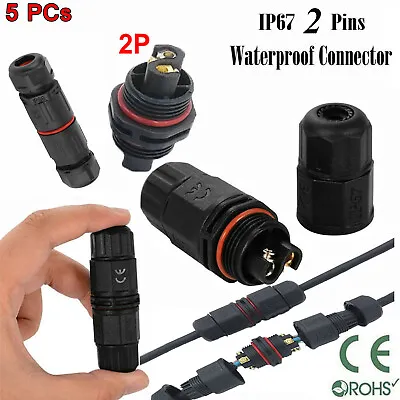 £2.96 • Buy 5x 2 / 3 Pole Core Joint Outdoor IP67 Waterproof Electrical Cable Wire Connector