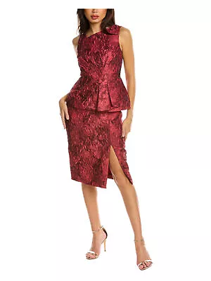 AIDAN MATTOX Womens Maroon Peplum Waist Lined Sleeveless Midi Sheath Dress 4 • $39.99