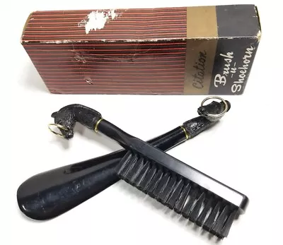 Vintage - Citation - Mens Horse Head Brush And Shoehorn Set - In Original Box • $17.08