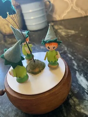 Vtg Schmid Music Box Leprechauns Dancing Wooden Hand-Made St. Patrick's Day • $12