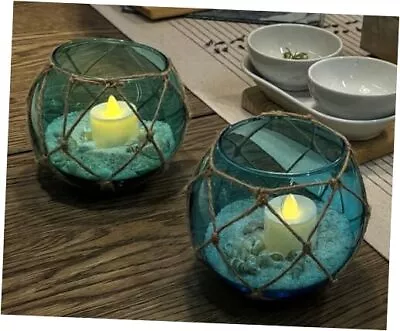 SAILINGSTORY Glass Fishing Float Tealight Candle Holder Nautical Coastal Decor  • $56.60