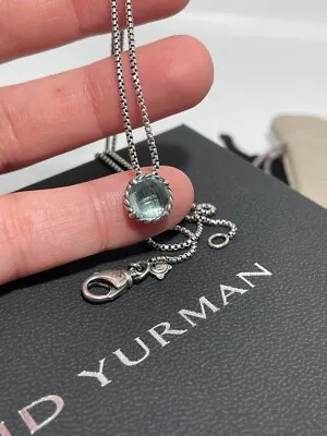 $193 • Buy Authentic David Yurman 8mm Blue Topaz Chatelaine Necklace Silver 925 With Box