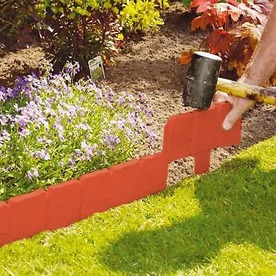 Garden Lawn Plastic Edging Border Cobbled Stone Effect Plant Hammer In • £6.99