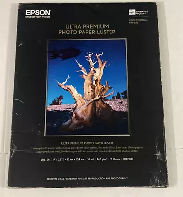 Epson Ultra Premium Photo Paper Luster. 25 Sheets New. 17 X 22 • $59.99