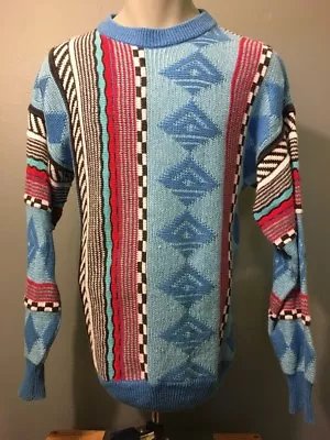 Vtg 80s 90s Cosby Biggie Sweater Cotton Blend 3D Retro Ugly Holiday Party Mens M • $107.49