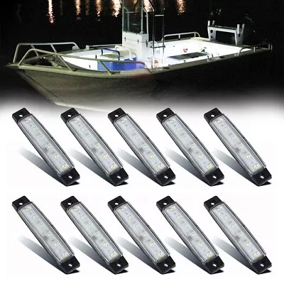 10x Marine Boat 6 LED Lamp Cabin Deck Courtesy Light Stern Transom Lights White • $13.96