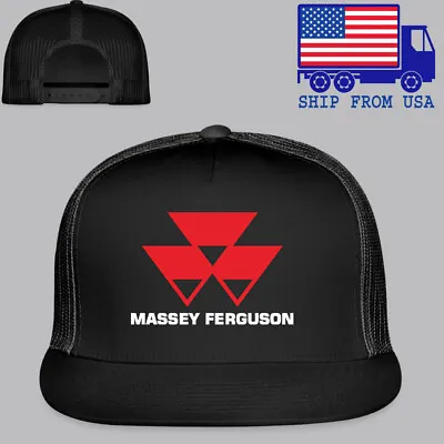 Massey Ferguson Tractor Logo Black Trucker Hat Cap Adult Size • $26.99