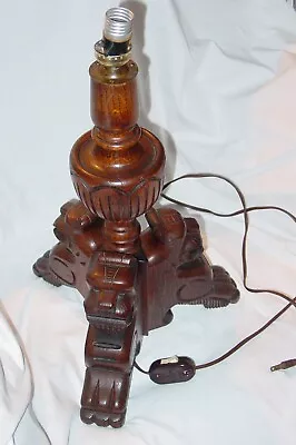 Antique Wood Carved Lamp - Dragons? - Hawaiian Tiki? - Pick Up Only • $135.60