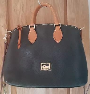 Dooney & Bourke Black Pebbled Leather Tan Dillen Small Crossbody Bag Purse BX • $59.99