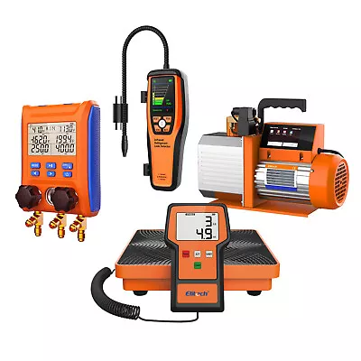$749.99 • Buy Elitech Vacuum Pump 7CFM+LMG-10 HVAC Manifold Gauge+ILD200 Sniffer+LMC100A Scale