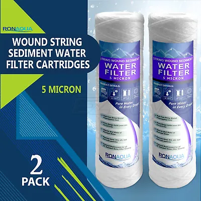 Wound String Sediment 5 Micron Water Filter Cartridge 2.5  X 10  2 Pack • $10.30