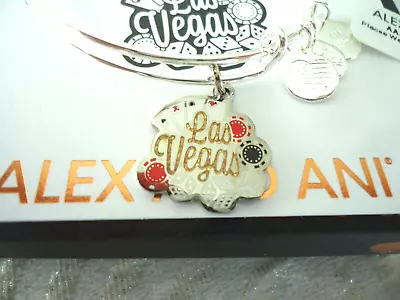 Alex And Ani LAS VEGAS Shiny Silver Charm Bangle New W/Tag Card & Box • $34.99