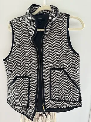 J.CREW Excursion Puffer Vest Size Small Black Tan Herringbone #1 • $24.99