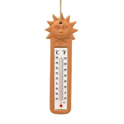 Terracotta Sun Wall Hanging Thermometer | Traditional Indoor Outdoor Thermometer • £9.99