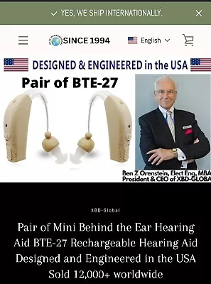 Pair Of Mini Behind The Ear Hearing Aids Rechargeable Hearing Aid AFFORDABLE  • $49.88