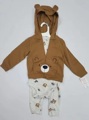 $12.98 • Buy Just One You 18 Months 3 Piece Boys Hoodie Outfit & Undershirt Bears NWT 