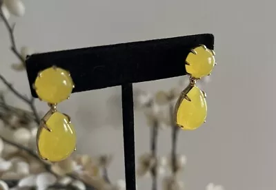 J Crew Acetate Stone Candy Drop Teardrop Translucent Yellow Gold Earrings NEW • $23.19