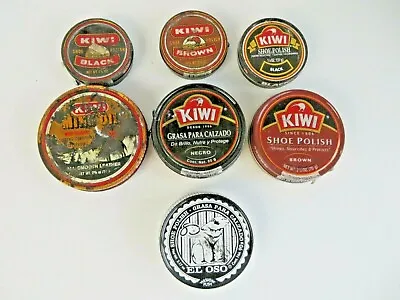 Vintage Lot Of Shoe Polish Cans Tins (6) Kiwi & (1) El Oso Selling AS IS  #12613 • $9.24