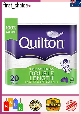 $28.75 • Buy Toilet Paper 20 Rolls Deluxe Quilton 3 Ply Double Length Large Roll Tissue Bulk