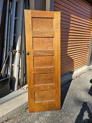 ANTIQUE VINTAGE 5 PANEL INTERIOR DOOR  24 X 72 STAINED OAK WE SHIP!!!!! • $225