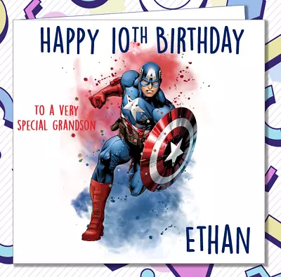 Personalised Captain America Birthday Card Marvel Avengers Son Nephew Uncle /IR • £2.99