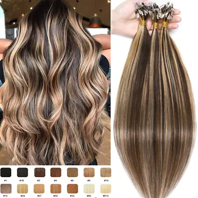 Remy Tips Beads Micro Ring Loop Link Virgin Remy Human Hair Extensions Highlight • $36.40