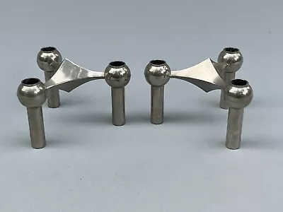 Vintage Fritz Nagel Candle Holders German Sculpted Nickel 1960s MCM Set Of 2 • $85