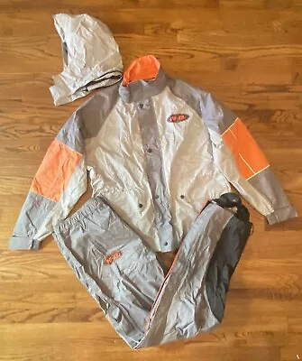 Harley Davidson Rain Gear Riding Suit Large Jacket Pants Reflective Gray Orange • $75