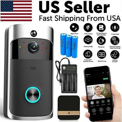 Smart Wireless WiFi Video Doorbell Phone Door Ring Intercom Security Camera Bell • $52.98