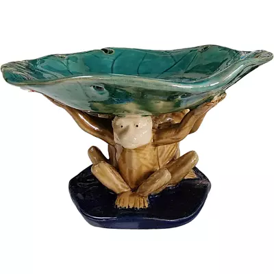 Majolica 3 Monkeys Holding Bowl Dish Centerpiece • $114