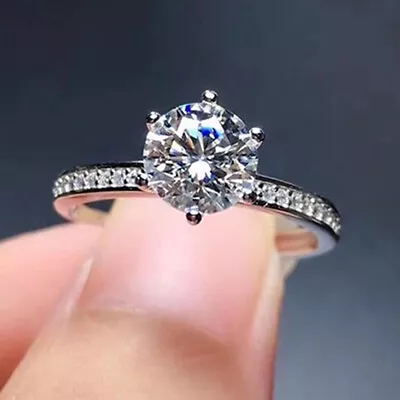 £77.96 • Buy 2.48 TCW Round Cut White Moissanite Engagement Ring In 14k White Gold Plated